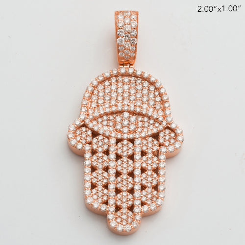 14KR 3.65CTW DIAMOND CLUSTER HAMZA PENDANT