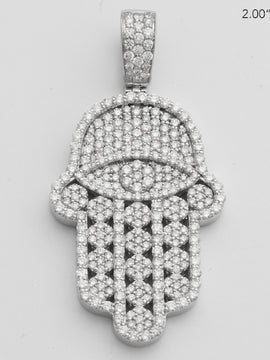 14KW 3.65CTW DIAMOND CLUSTER HAMZA PENDANT