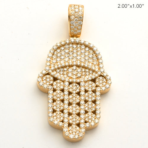 14KY 3.65CTW DIAMOND CLUSTER HAMZA PENDANT