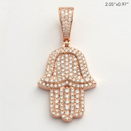 14KR 3.90CTW DIAMOND 3D HAMZA PENDANT