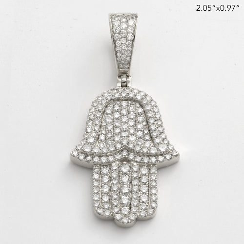 14KW 3.90CTW DIAMOND 3D HAMZA PENDANT