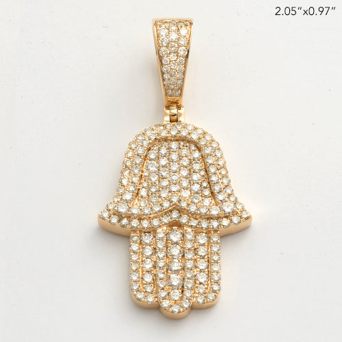 14KY 3.90CTW DIAMOND 3D HAMZA PENDANT