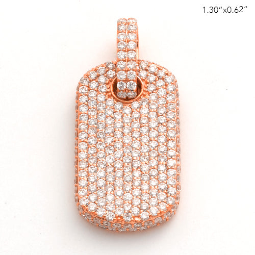 14KR 3.00CTW DIAMOND DOGTAG PENDANT WITH SIDE