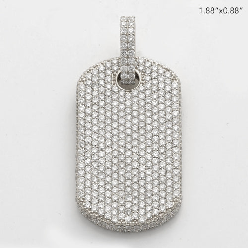 14KW 6.75CTW DIAMOND DOGTAG PENDANT WITH SIDE