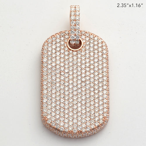 14KR 15.50CTW DIAMOND DOGTAG PENDANT WITH SIDE