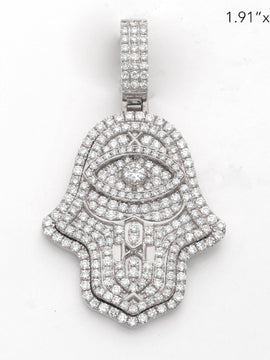 14KW 2.85CTW DIAMOND HAMZA PENDANT