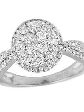 14KW 1.00CTW DIAMOND ROUND CLUSTER RING