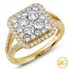 14KY 1.50CTW DIAMOND SQUARE CLUSTER RING