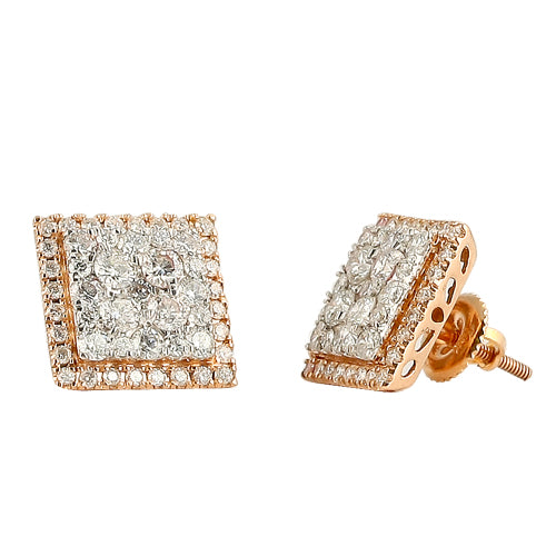 14KR 1.50CTW DIAMOND CLUSTER EARRINGS