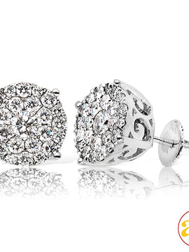 14KW 1.50CTW DIAMOND LUNA CLUSTER EARRINGS