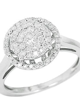 14KW 0.75CTW DIAMOND LUNA CLUSTER RING WITH HALO