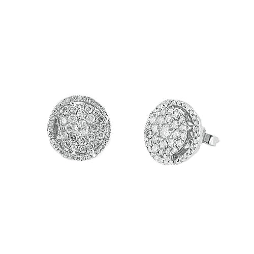 14KW 1.00CTW LUNA DIAMOND EARRINGS WITH HALO