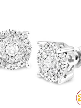 14KW 1.50CTW DIAMOND CLUSTER EARRINGS