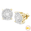 14KY 1.50CTW DIAMOND CLUSTER EARRINGS