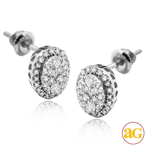 14KW 0.50CTW DIAMOND OVAL SHAPED CLUSTER EARRING