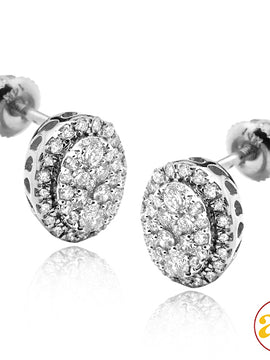 14KW 0.50CTW DIAMOND OVAL SHAPED CLUSTER EARRING