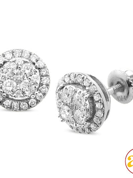 14KW 0.50CTW DIAMOND ROUND SHAPED CLUSTER EARRING