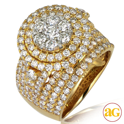 14KY 4.00CTW DIAMOND ROUND CLUSTER RING WITH DOUBL