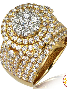 14KY 4.00CTW DIAMOND ROUND CLUSTER RING WITH DOUBL