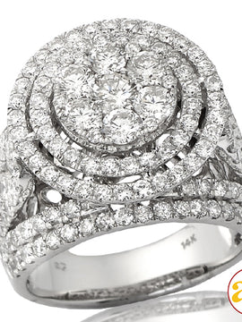 14KW 4.00CTW DIAMOND ROUND CLUSTER HEAD RING WITH