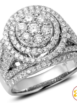 14KW 2.50CTW DIAMOND ROUND CLUSTER RING WITH