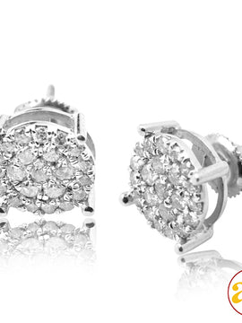 10KW 1.00CTW DIAMOND ROUND CLUSTER EARRING STUDS -