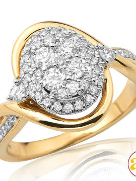 14KY 0.75CTW DIAMOND OVAL DOME CLUSTER RING WITH