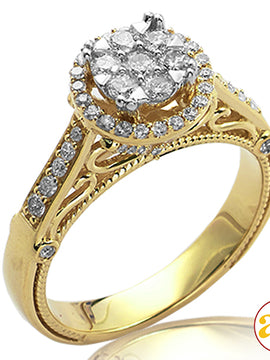 14KY 0.70CTW DIAMOND V-PRONG CLUSTER RING WITH