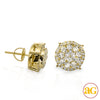 14KY 1.50CTW DIAMOND ROUND CLUSTER EARRINGS WITH