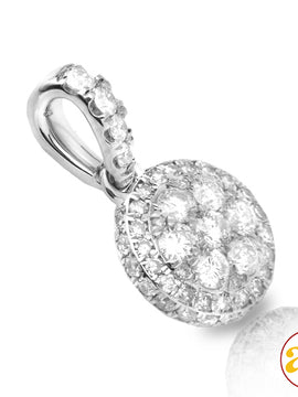 14KW 0.75CTW DIAMOND ROUND CLUSTER PENDANT WITH HA