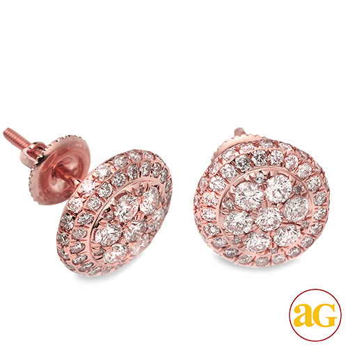 14KR 1.50CTW DIAMOND ROUND CLUSTER EARRING STUDS -