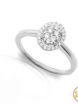 14KW 0.40CTW DIAMOND OVAL CLUSTER RING WITH HALO