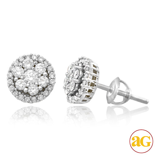 14KW 0.55CTW DIAMOND ROUND CLUSTER EARRING STUDS