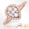 14KR 0.90CT DIAMOND PEAR CLUSTER RING WITH HALO