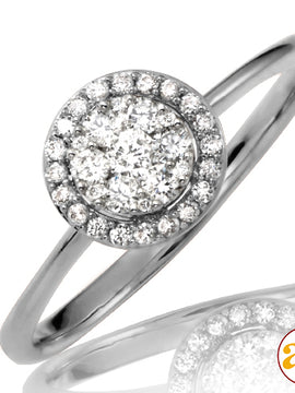 14KW 0.25CTW DIAMOND ROUND CLUSTER RING WITH HALO