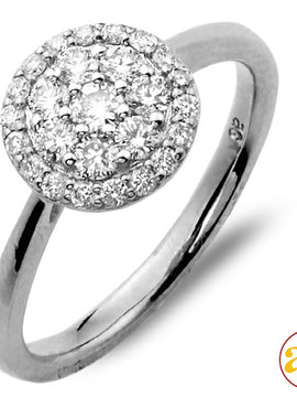 14KW 0.55CTW DIAMOND ROUND CLUSTER RING WITH HALO