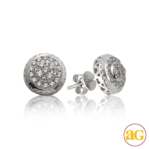 14KW 0.60CTW DIAMOND ROUND CLUSTER EARRINGS -