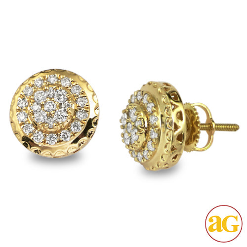 14KY 0.60CTW DIAMOND ROUND CLUSTER EARRINGS -