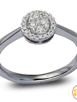 14KW 0.20CTW DIAMOND OVAL CLUSTER RING WITH ROUND