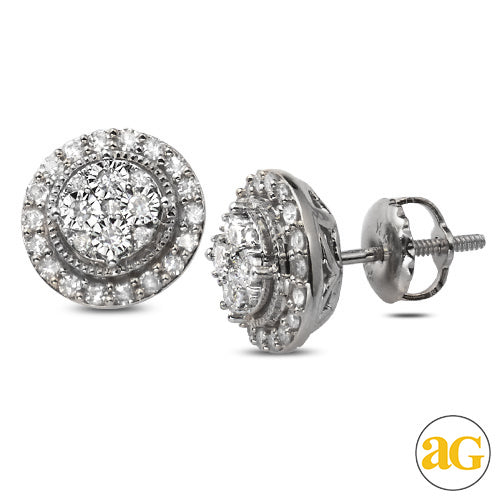 14KW 0.33CTW ILLUSION SET DIAMOND ROUND CLUSTER