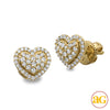 14KY 0.45CTW DIAMOND HEART DOME CLUSTER EARRINGS