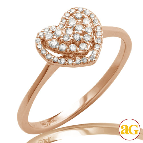 14KR 0.25CTW DIAMOND HEART DOME CLUSTER RING