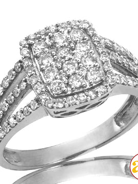 10KW 1.00CTW DIAMOND RECTANGLE CLUSTER RING