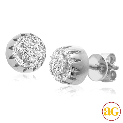 10KW 0.25CTW DIAMOND BULLET SHAPED CLUSTER EARRING