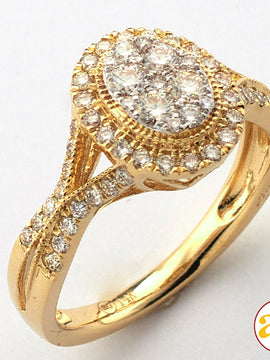 14KY 0.75CTW DIAMOND OVAL CLUSTER RING