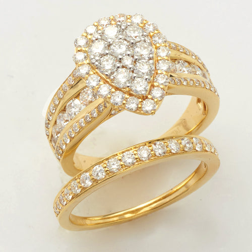 14KY 2.50CTW DIAMOND PEAR CLUSTER BRIDAL SET