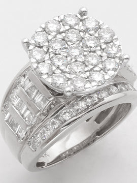 14KW 3.25CTW DIAMOND ROUND CLUSTER RING