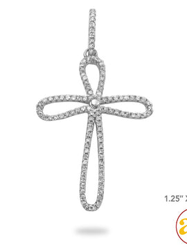 14KW 0.20CTW DIAMOND CROSS PENDANT