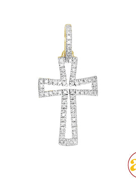 14KY 0.15CTW DIAMOND CROSS PENDANT