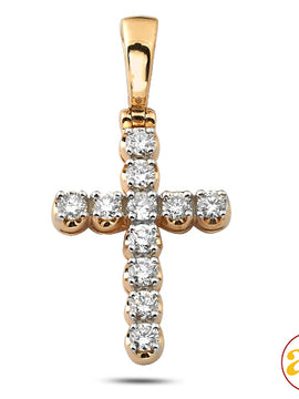 14KY 1.50CTW 11-STONE DIAMOND CROSS